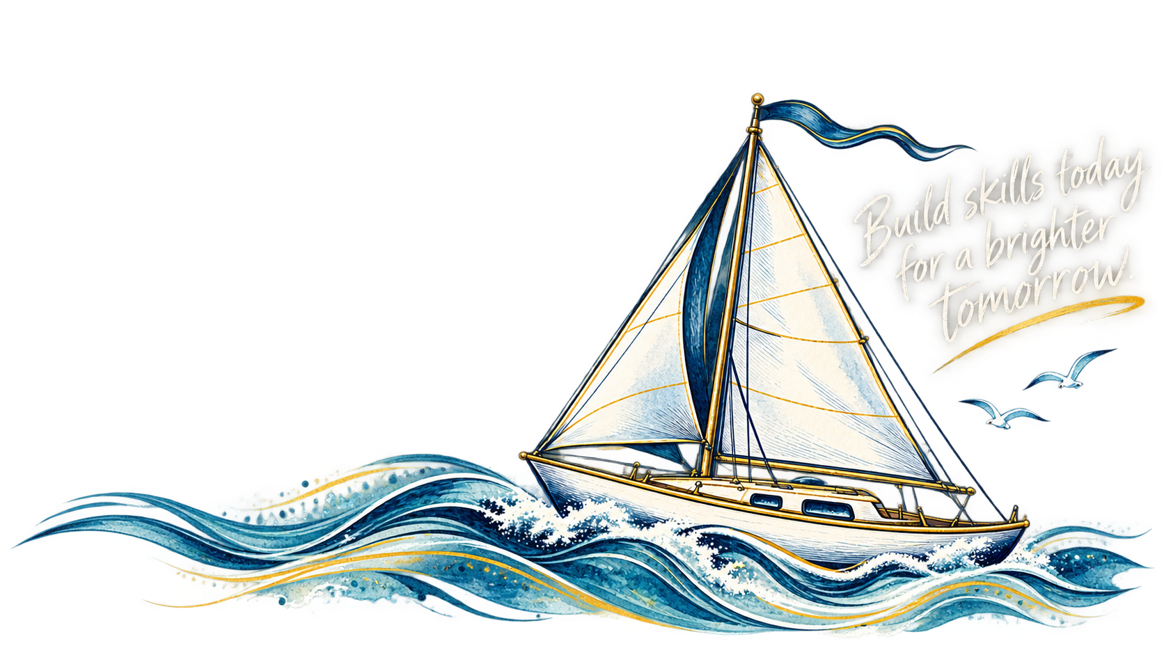 SAIL Into Life sailboat illustration
